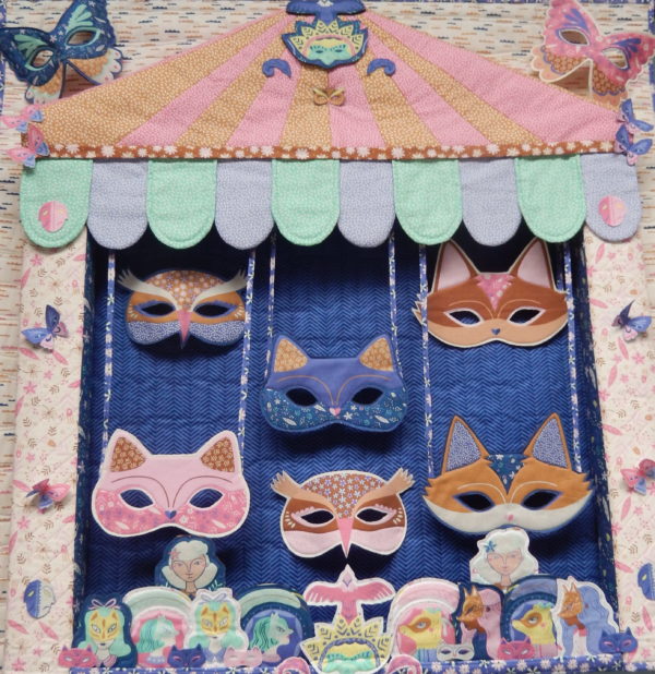 Kitties, owls and foxes on a 3-D quilt